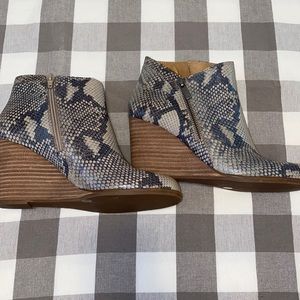 Lucky brand snakeskin wedge booties